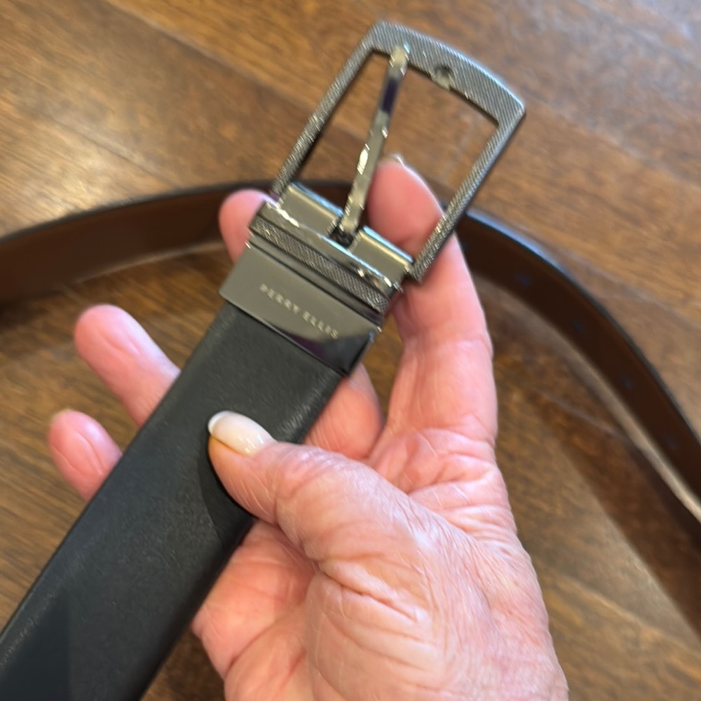 Perry Ellis Black and Brown Men's Belt